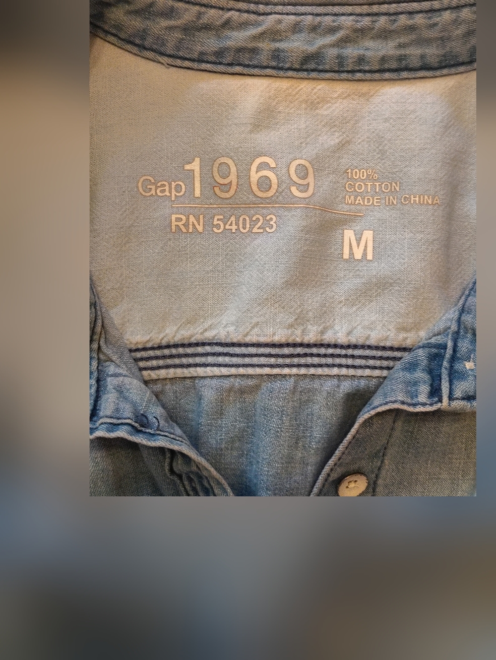 GAP Light Blue Denim Button-Down Shirt - Picture 5 of 5